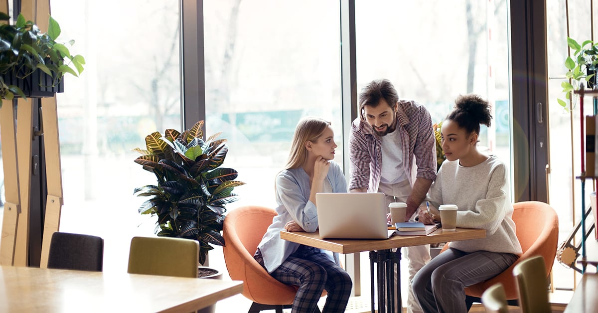 group working in coffee shop 