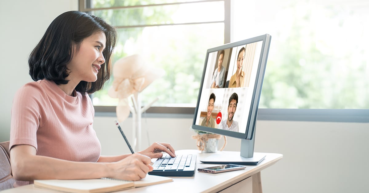 women video chatting on computer